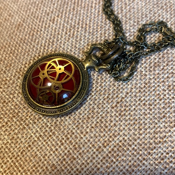 Real Pocket Watch Gears Handmade Necklace - Picture 2 of 7